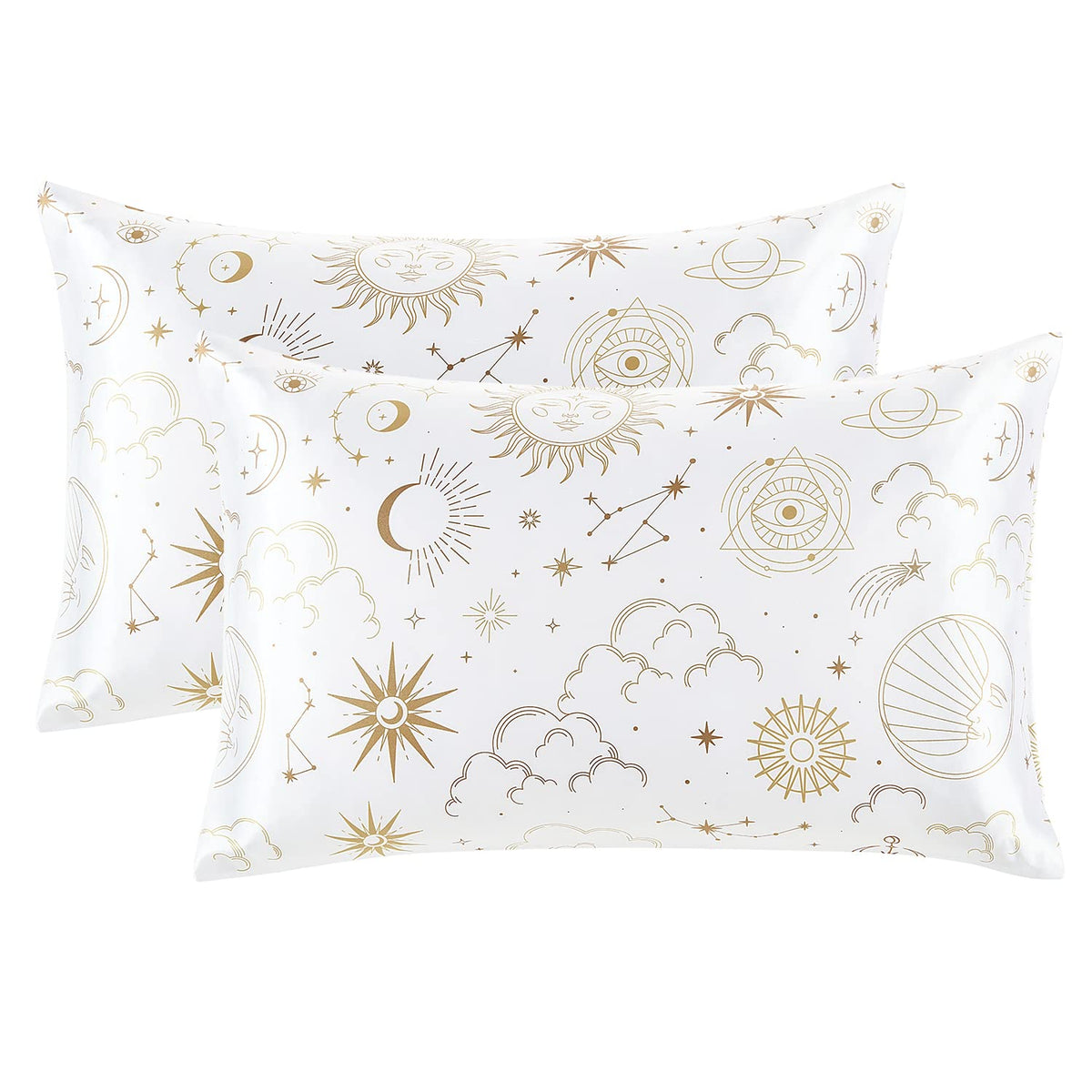 EXQ Home Satin Pillowcase for Hair and Skin Queen - Printed Black Sun