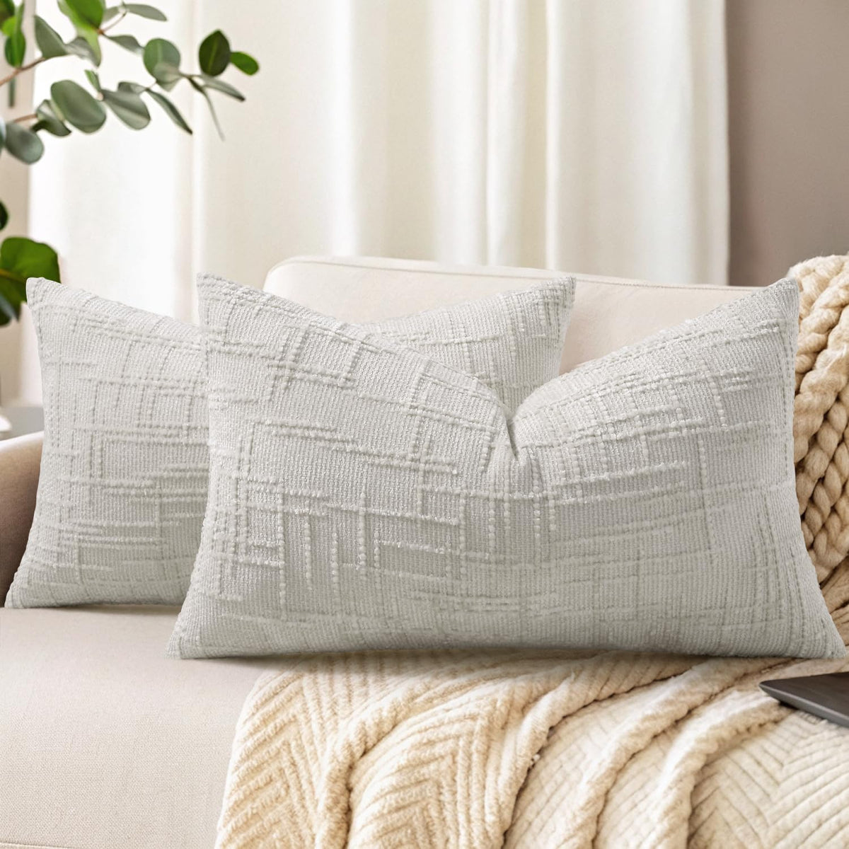 decorUhome Textured Chenille Throw Pillow Covers 18x18 Set of 2 Rust