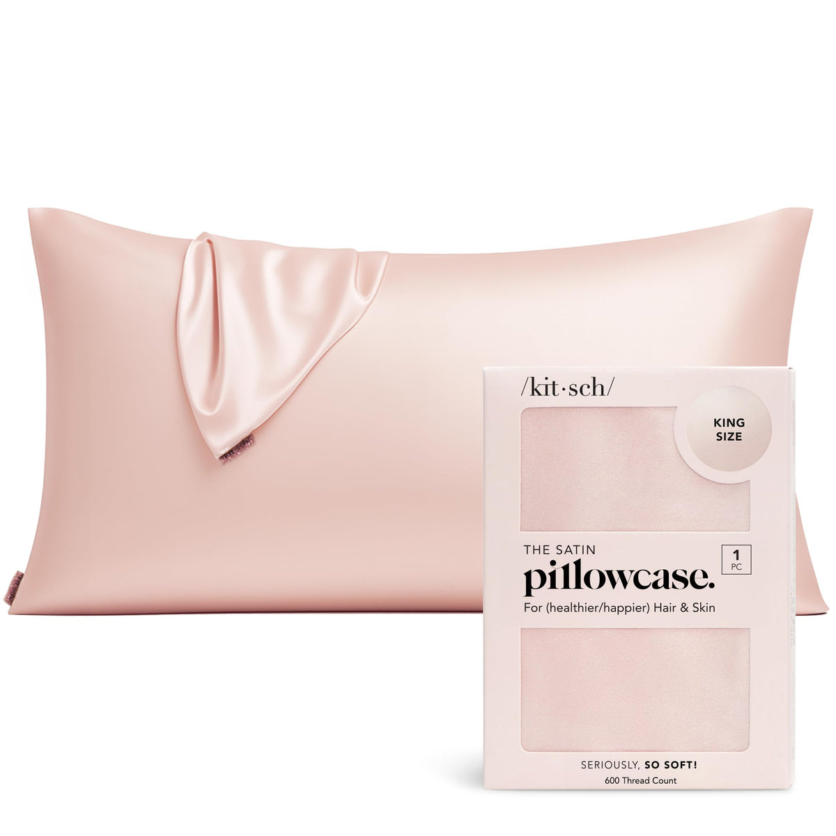 Kitsch Satin Pillowcase with Zipper - Standard Size, Ivory