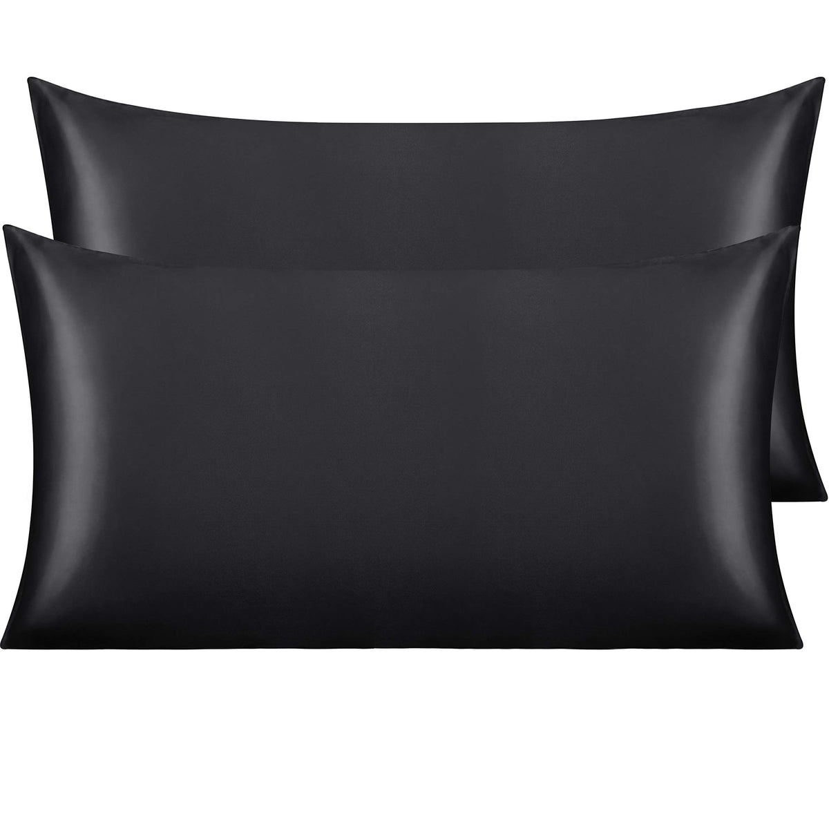 NTBAY Standard Satin Pillowcases, Set of 2, Black