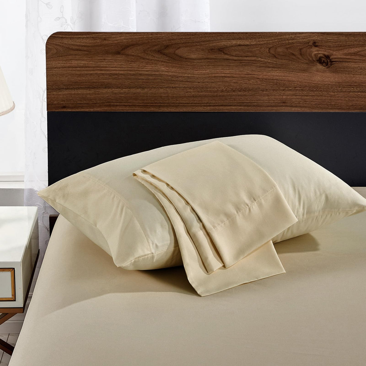 FreshCulture Sage Green Pillowcases Queen Size 2 Pack - Pillowcase Set - Envelope Closure - Soft Brushed Microfiber Fabric - 20x30 Inches Pillow Case Set of 2 for Home, Hotels, Schools