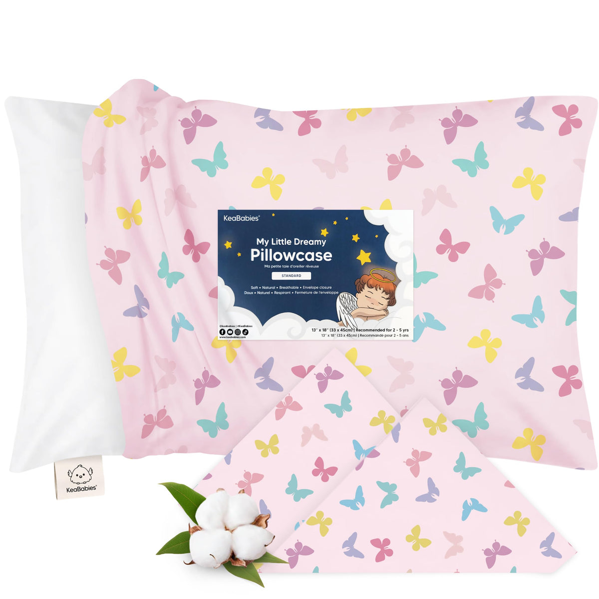 KeaBabies Toddler Pillowcase 13x18 Organic Cotton Cover, Soft White