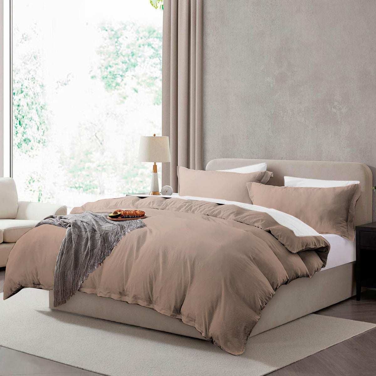 Hearth & Harbor Prewashed King Duvet Cover Set, Chocolate Brown