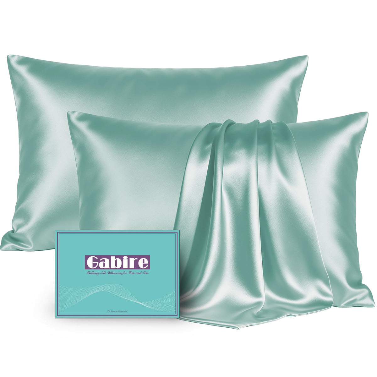 Gabire Mulberry Silk Pillow Cases Set of 2, Both Sides Real Silk Pillowcase for Hair and Skin Prevent Acne Pillowcase Organic Silk Pillowcase 2 Pack with Hidden Zipper, Black, Standard (20"×26")