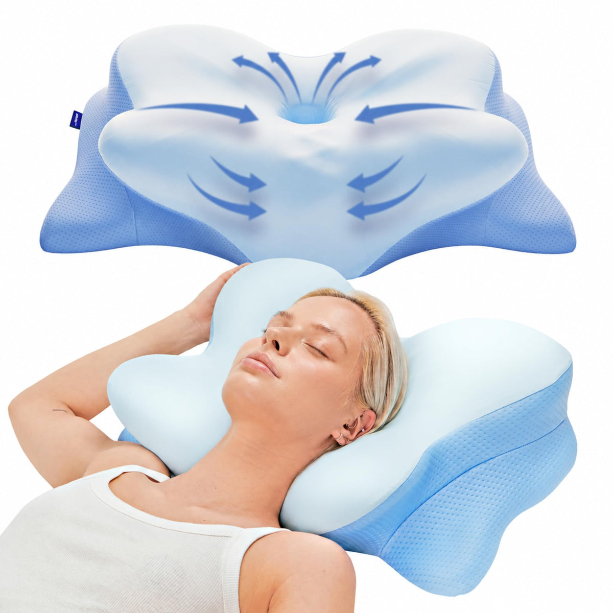 Derila Ergo Pillowcase Cervical Neck Pillow for Sleeping Pillow Case Contour Memory Foam Pillows for Back, Side Sleeper (Pillowcase - 21.25 x 14.17 x 4.72 in) Pillow Case only