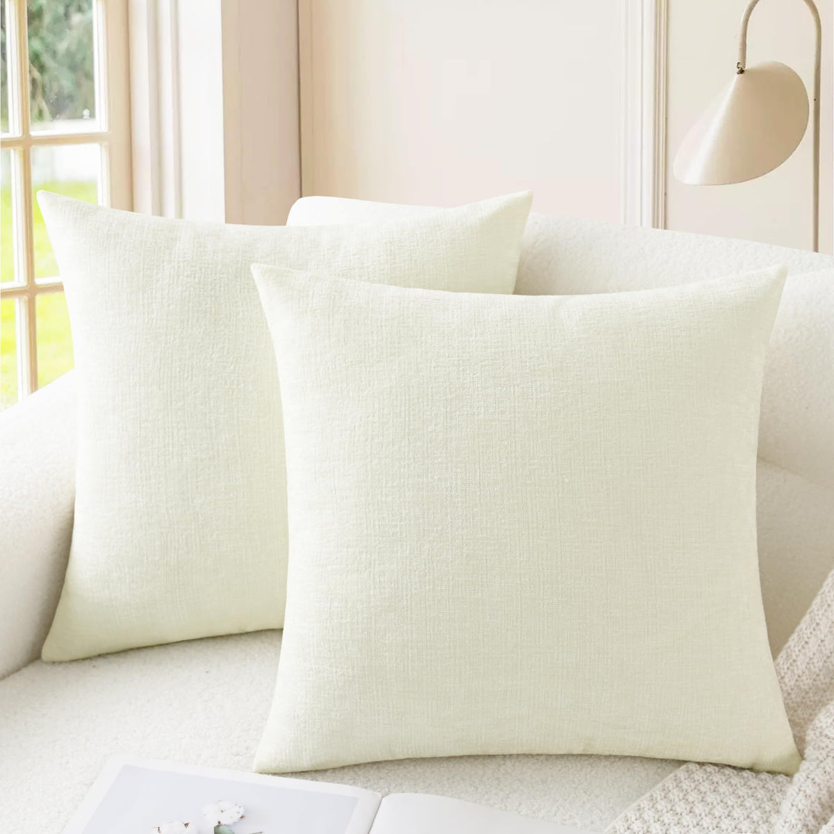 CaliTime Decorative Couch Throw Pillow Covers 18 X 18 Inches Navy Blue