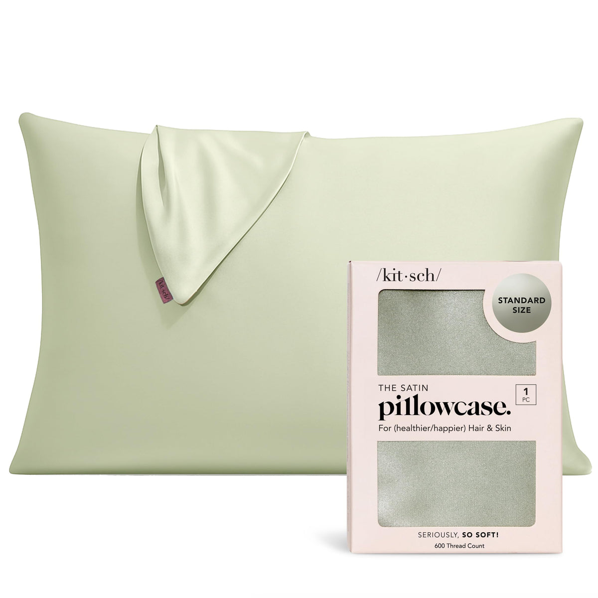 Kitsch Satin Pillowcase with Zipper - Standard Size, Ivory