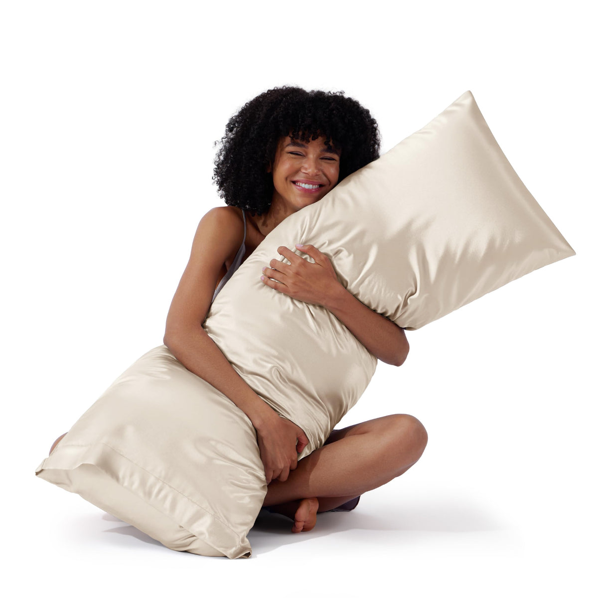 Bedsure Satin Pillowcases Queen Set of 2, Silky Pillow Cases, Dark Grey