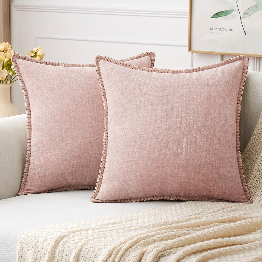 MIULEE Decorative Couch Throw Pillow Covers 18x18 Inch Navy 2 Pack