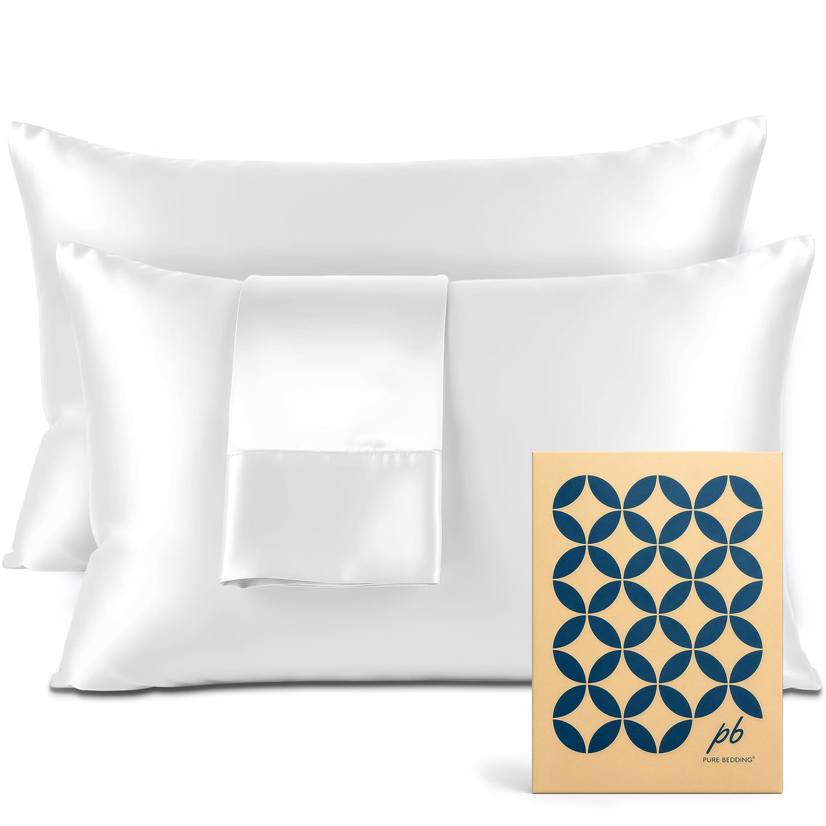Pure Bedding Satin Pillowcase 2 Pack - Queen Size (20"x30", Black) - Silky Pillow Cases for Hair and Skin - Satin Pillow Covers with Envelope Closure - Extra Soft Premium Microfiber