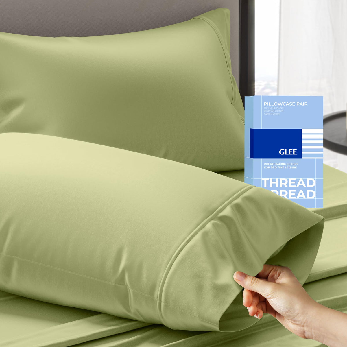 THREAD SPREAD 100% Cotton Pillow Cases Queen Size Set of 2 - Luxury 400 Thread Count Queen Pillow Cases (White), Soft Cooling Breathable Hotel Cotton Pillowcases, Fits Standard Pillows