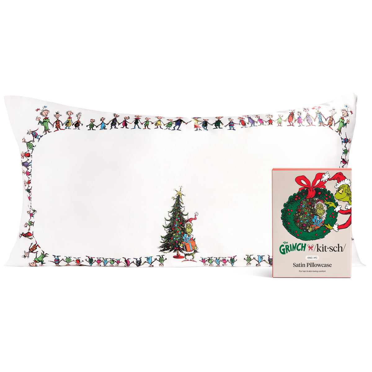 Bridgerton x Kitsch Satin Pillowcase W/Zipper - Size 19x26, Wisteria