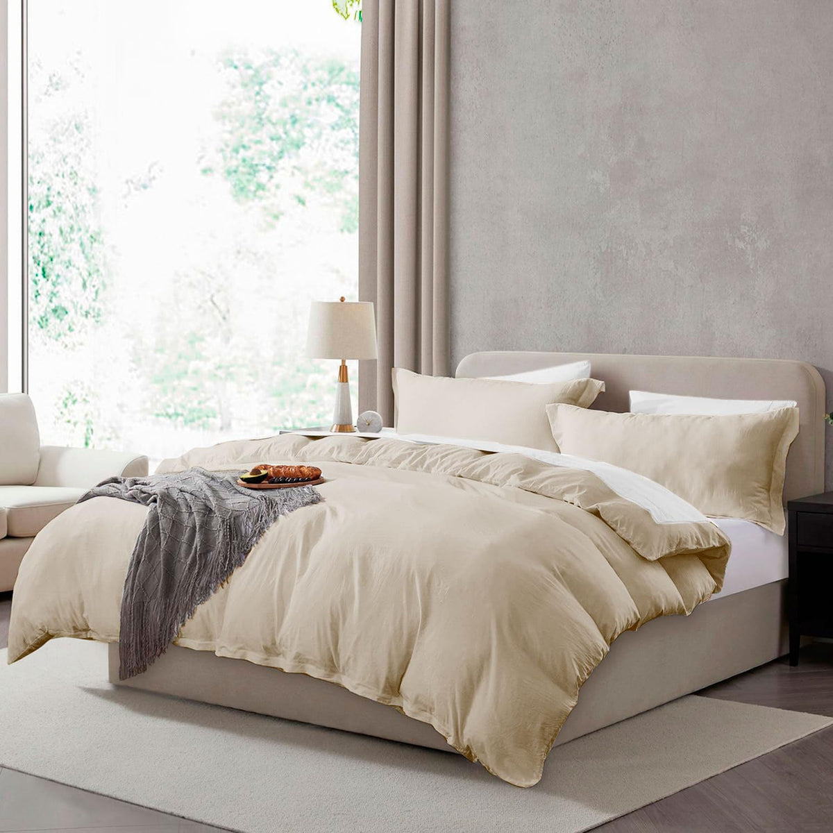 Hearth & Harbor Prewashed King Duvet Cover Set, Chocolate Brown