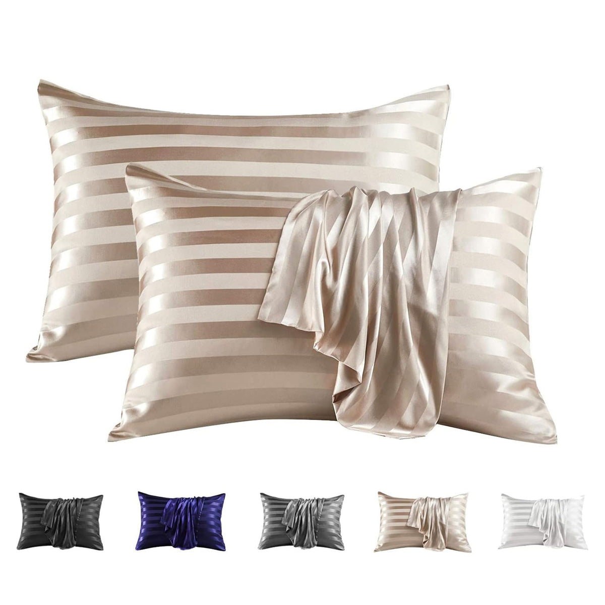 MR&HM Satin Pillowcase 2 Pack, Queen Size 20"x30", Black