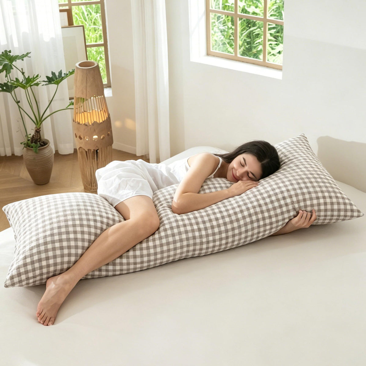 MOOMEE Pillowcase Set of 2 100% Washed Cotton Linen-Like Standard