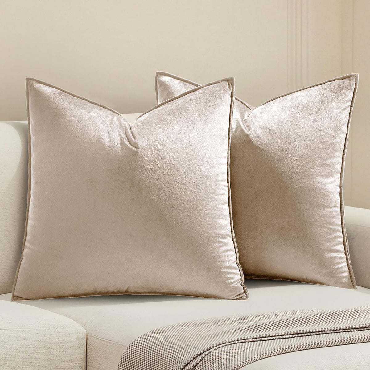 MIULEE Decorative Dark Brown Velvet Throw Pillow Covers for Couch 18x18 in