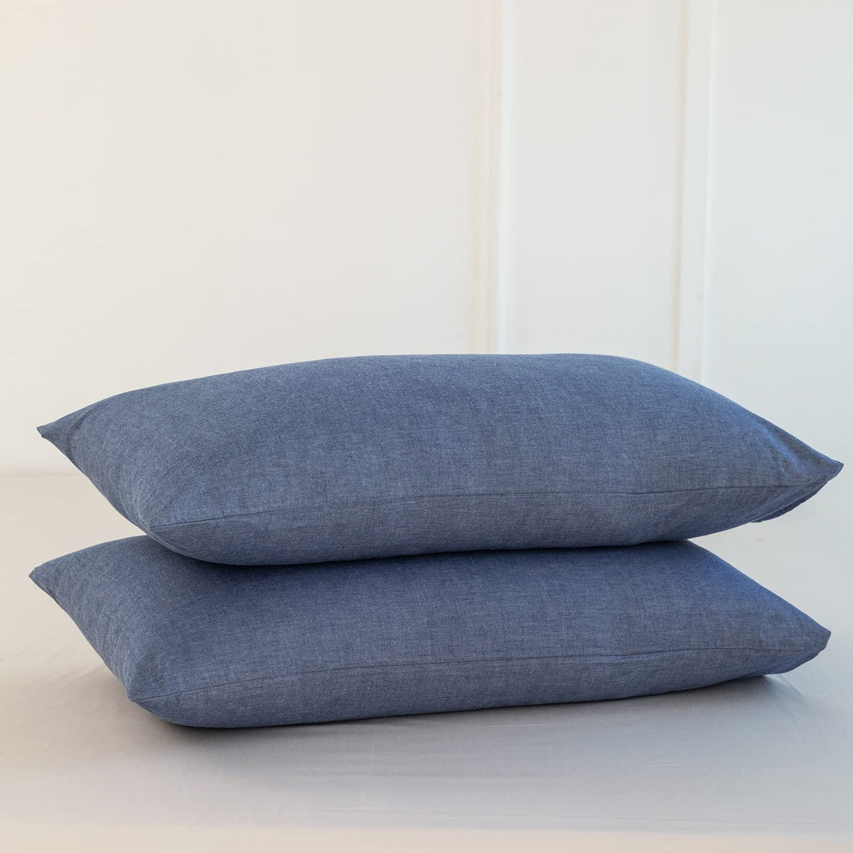MOOMEE Pillowcase Set of 2 100% Washed Cotton Linen-Like Standard