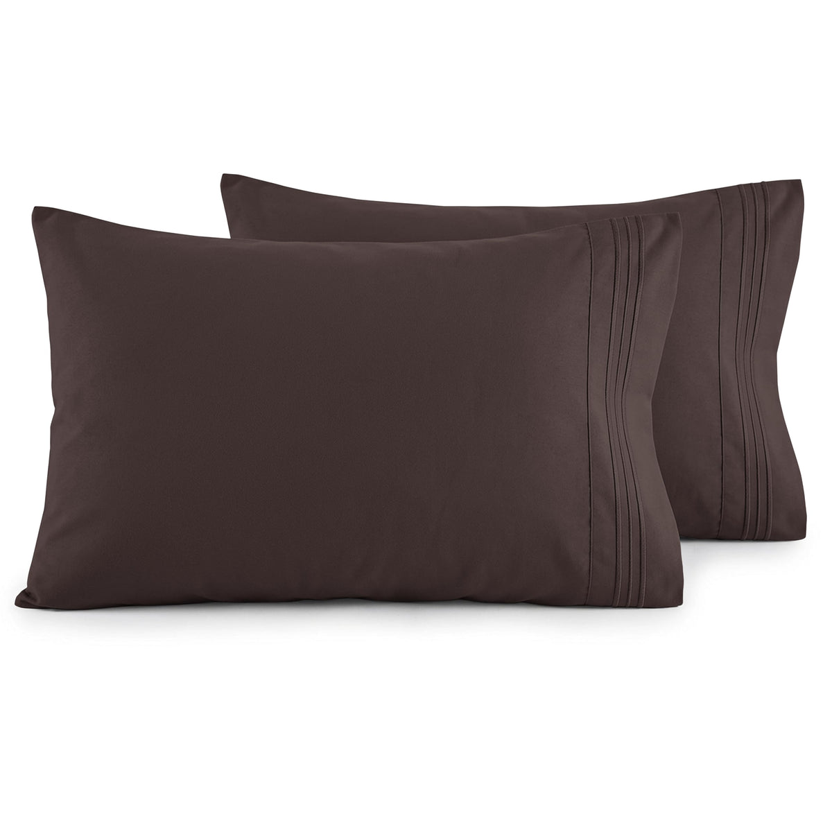 Elegant Comfort Luxury Ultra-Soft 2-Piece Pillowcase Set - 1500 Premium Hotel Quality Microfiber Double Brushed - Wrinkle Resistant, King Size, White