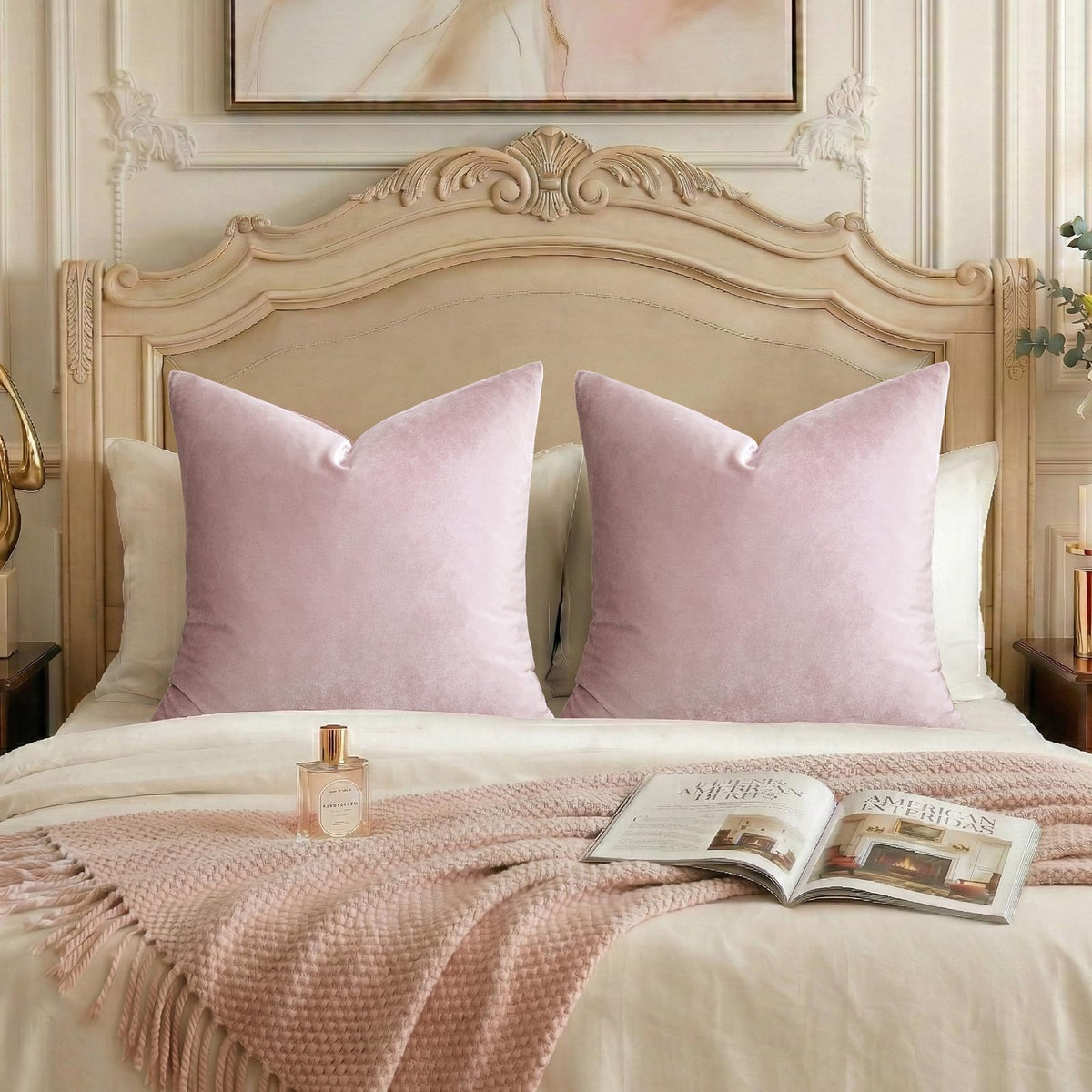 GIGIZAZA Hot Pink Velvet Pillow Covers 18x18 Decorative Pillows Pack of 2