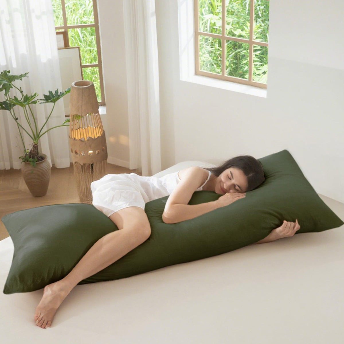 MOOMEE Pillowcase Set of 2 100% Washed Cotton Linen-Like Standard