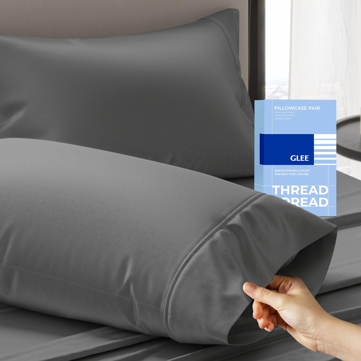 THREAD SPREAD 100% Cotton Pillow Cases Queen Size Set of 2 - Luxury 400 Thread Count Queen Pillow Cases (White), Soft Cooling Breathable Hotel Cotton Pillowcases, Fits Standard Pillows