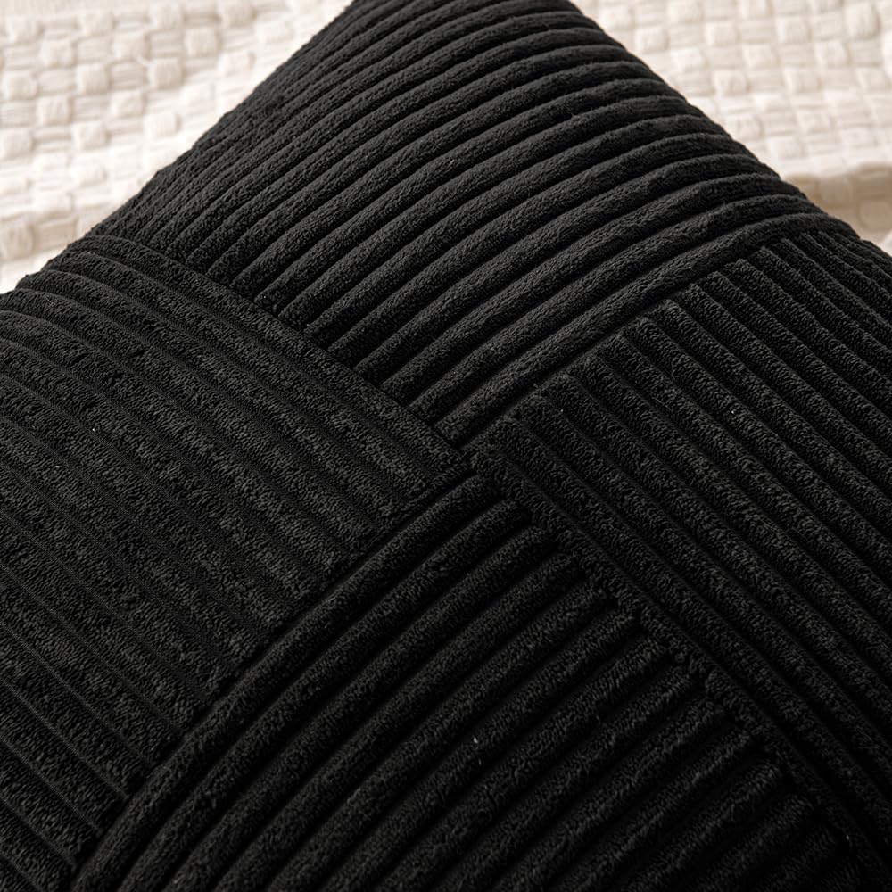 MIULEE Black Decorative Throw Pillow Covers for Couch 18x18 Inch