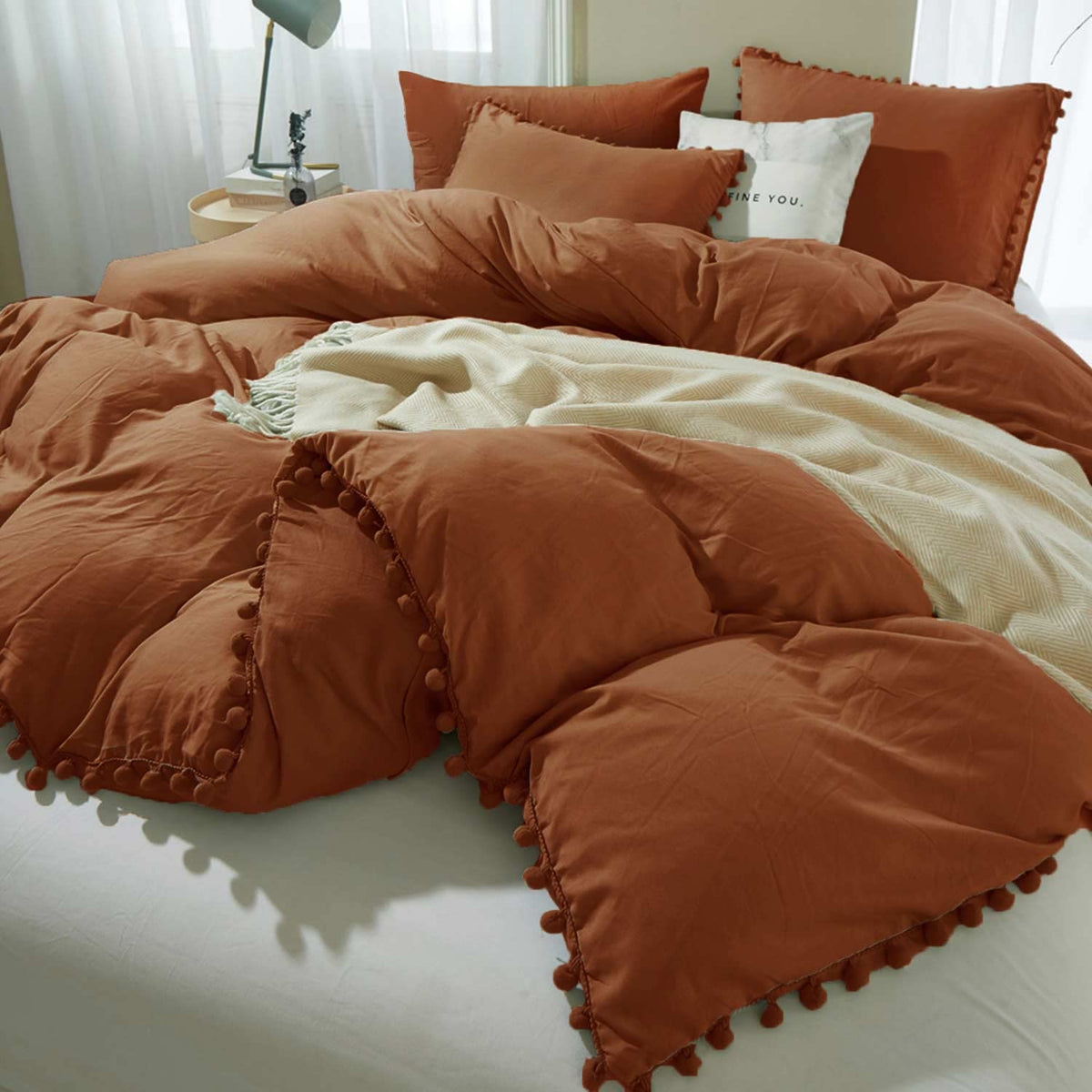 ETDIFFE Sage Green Boho Duvet Cover Set Queen Size, 3 Piece, 90x90 Inch