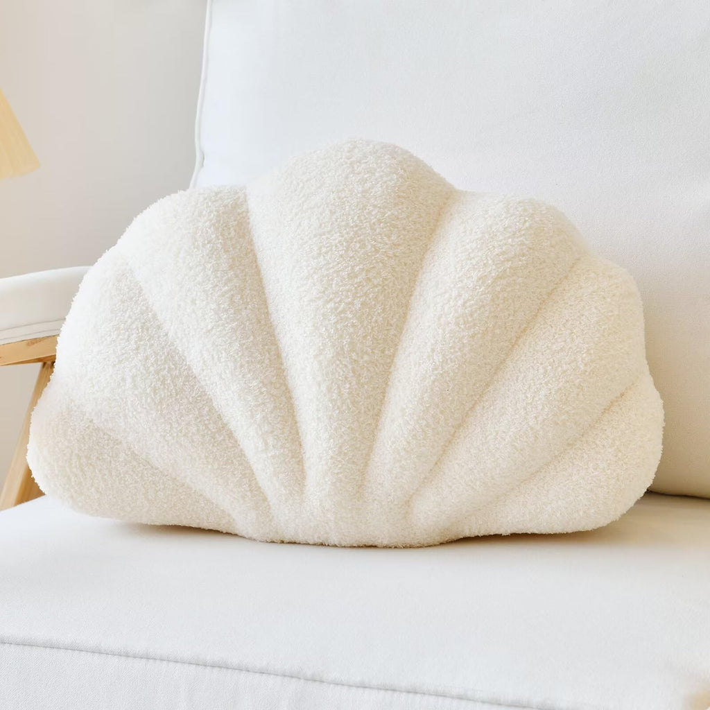 Lfsaaj Dusty Blue Seashell Throw Pillows, Shell Shaped Throw Pillows, 13 Inch Soft Home Decorative Pillow Plush Cushion for Bed Couch Living Sofa Room Decor Accent Throw Pillow