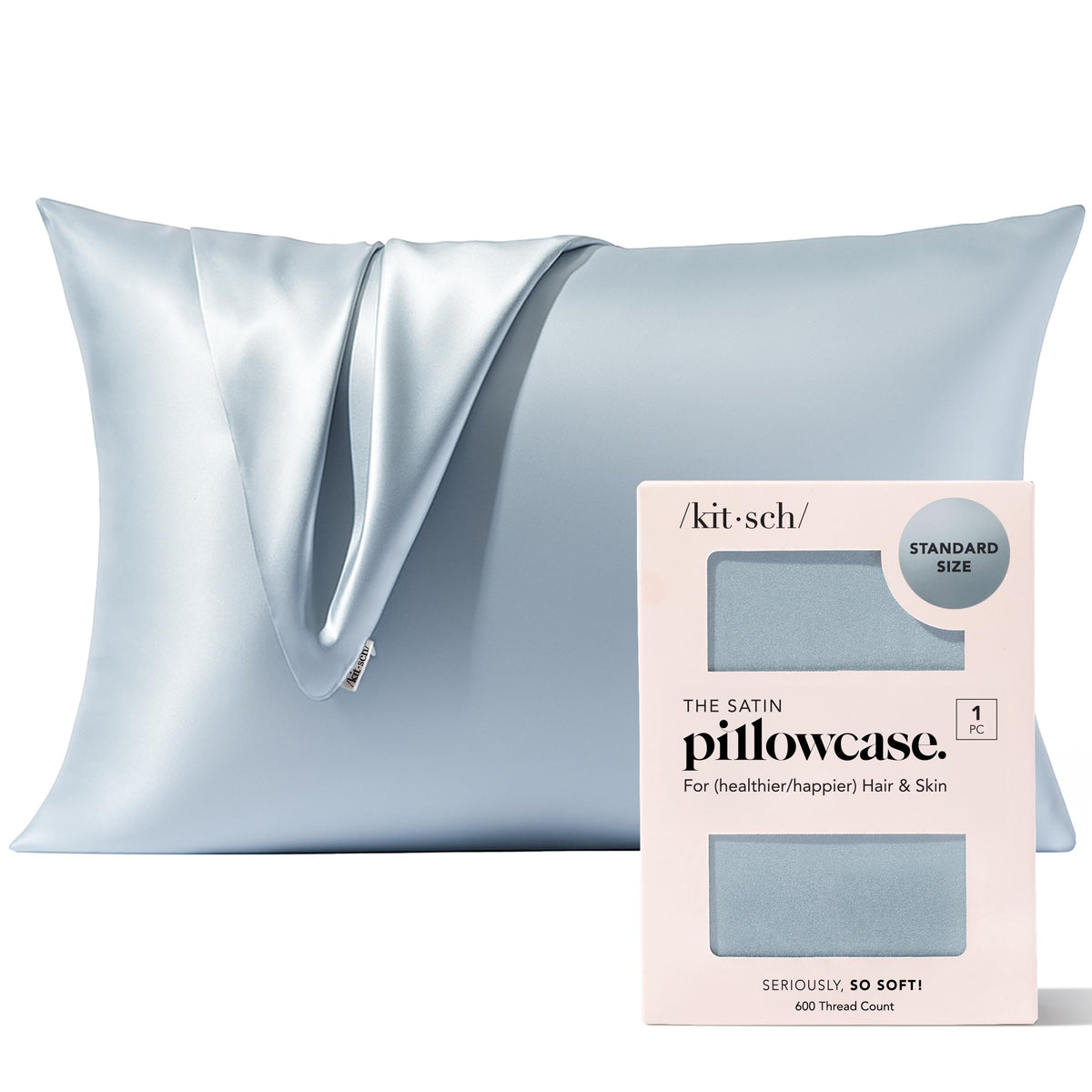 Kitsch Satin Pillowcase with Zipper - Standard Size, Ivory