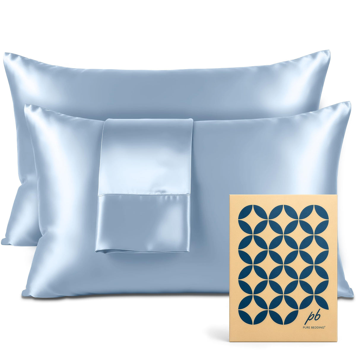 Pure Bedding Satin Pillowcase 2 Pack - Queen Size (20"x30", Black) - Silky Pillow Cases for Hair and Skin - Satin Pillow Covers with Envelope Closure - Extra Soft Premium Microfiber