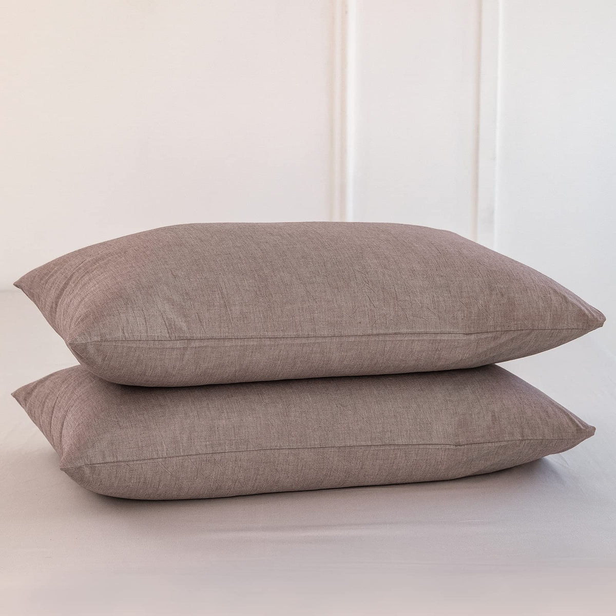 MOOMEE Pillowcase Set of 2 100% Washed Cotton Linen-Like Standard