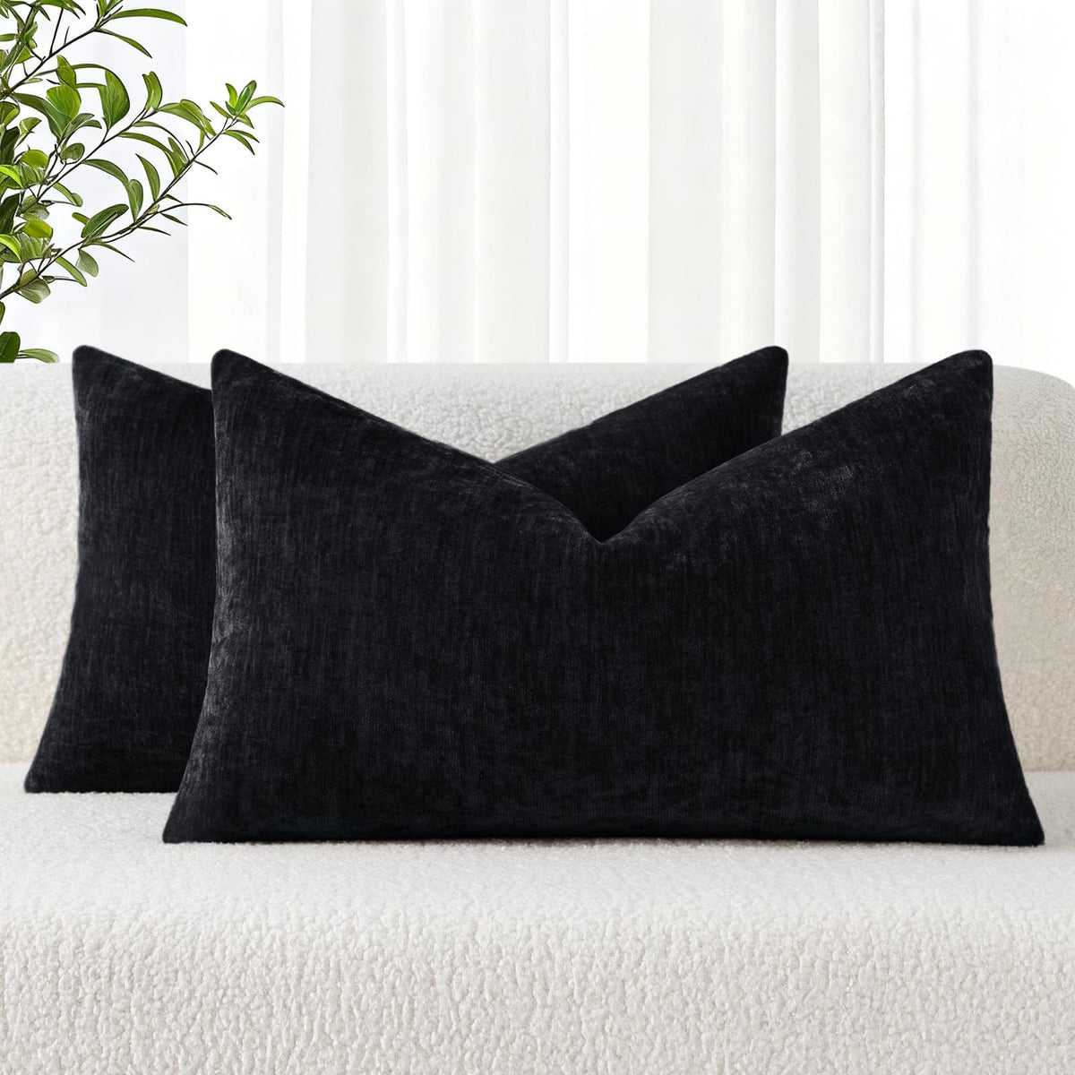decorUhome Soft Chenille Blush Pink Throw Pillow Covers 18X18 Set of 2