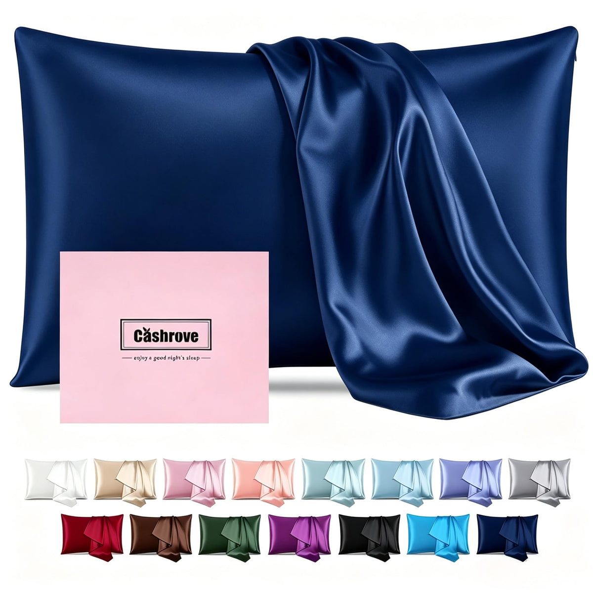 Silk Pillow Cases Mulberry Silk Pillowcases Soft Breathable Both Sided Natural Silk Pillowcase with Zipper Beauty Sleep Silk Pillow Cases 1 Pc for Gift (Standard, Cornflower Blue)