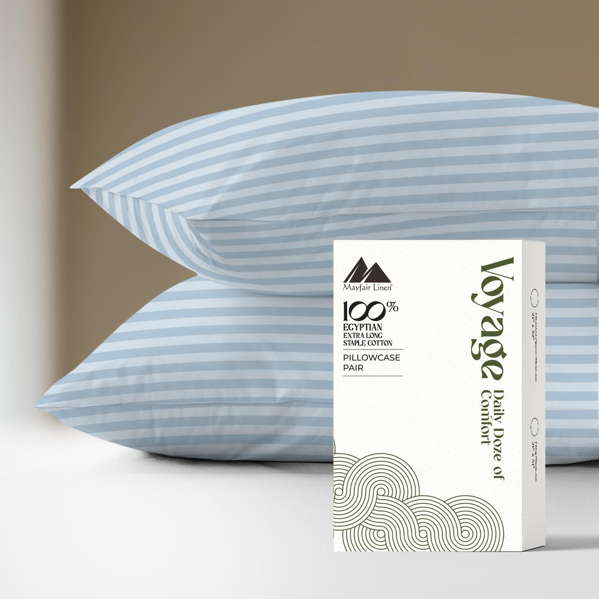 Mayfair Linen Pillow Cases Queen Size - Luxury 600 Series Egyptian Cotton Pillow Cases Queen Size Set of 2 (White), Soft, Cooling & Breathable Sateen Weave Hotel Pillowcovers - Voyage Collection