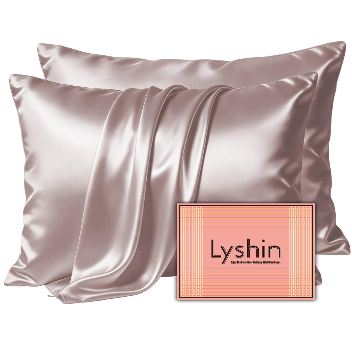 LYSHIN White Silk Pillow Cases Standard Size with Hidden Zipper