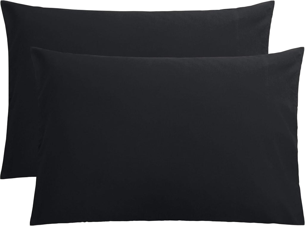 FLXXIE 2-Pack Microfiber Queen Pillow Cases, Envelope Closure, Black
