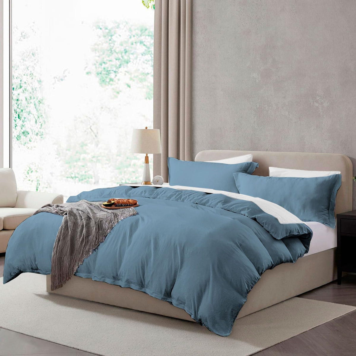 Hearth & Harbor Prewashed King Duvet Cover Set, Chocolate Brown