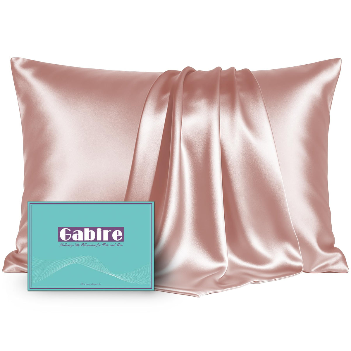 Gabire Mulberry Silk Pillow Cases Set of 2, Both Sides Real Silk Pillowcase for Hair and Skin Prevent Acne Pillowcase Organic Silk Pillowcase 2 Pack with Hidden Zipper, Black, Standard (20"×26")