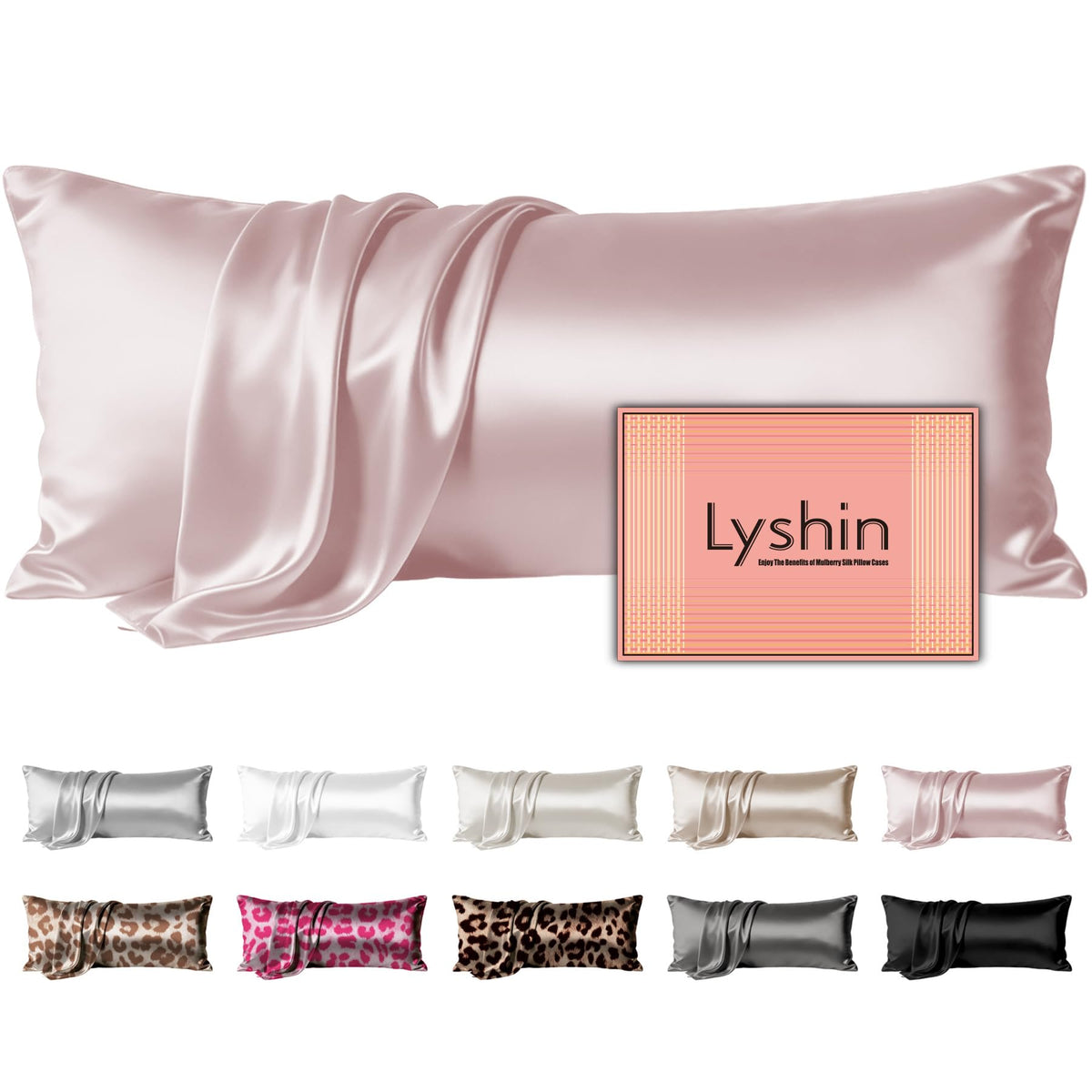 LYSHIN White Silk Pillow Cases Standard Size with Hidden Zipper