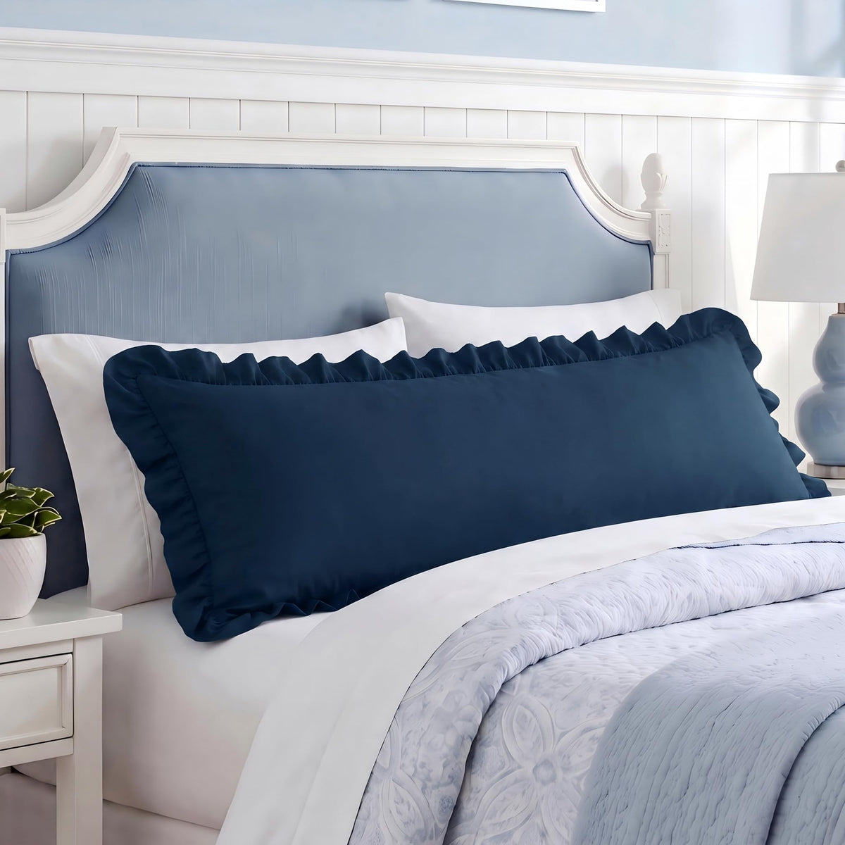 Bedsure Ruffle Pillow Cases Standard Size Set of 2, White Pillow Shams