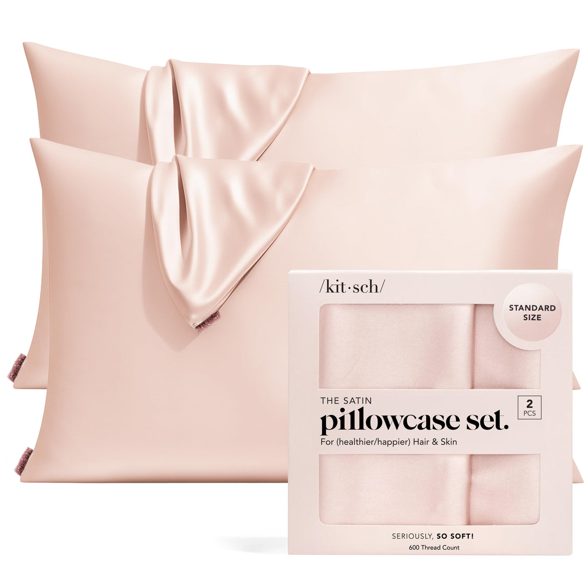 Kitsch Satin Pillowcase with Zipper - Standard Size, Ivory