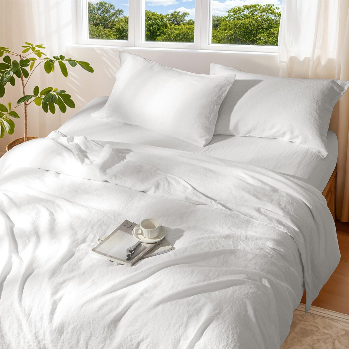 100% Pure Linen Duvet Cover Set 3 Pcs Soft Comforter Cover Sets King Size