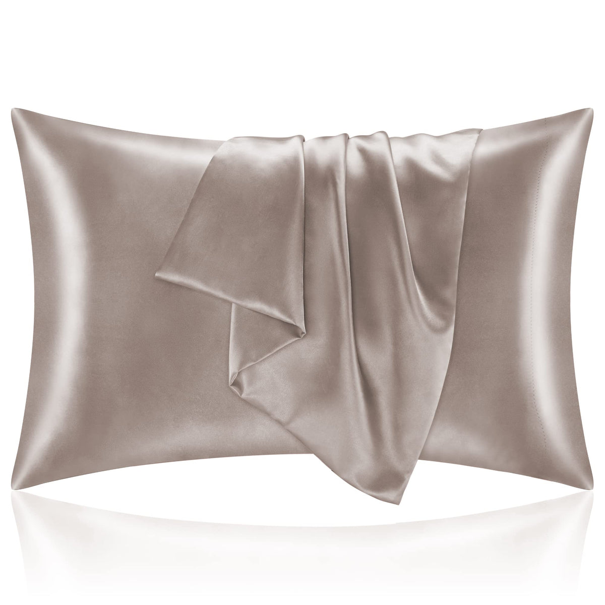 BEDELITE Satin Pillowcases, Queen Size 20x30 Inch, Dark Grey, Set of 2