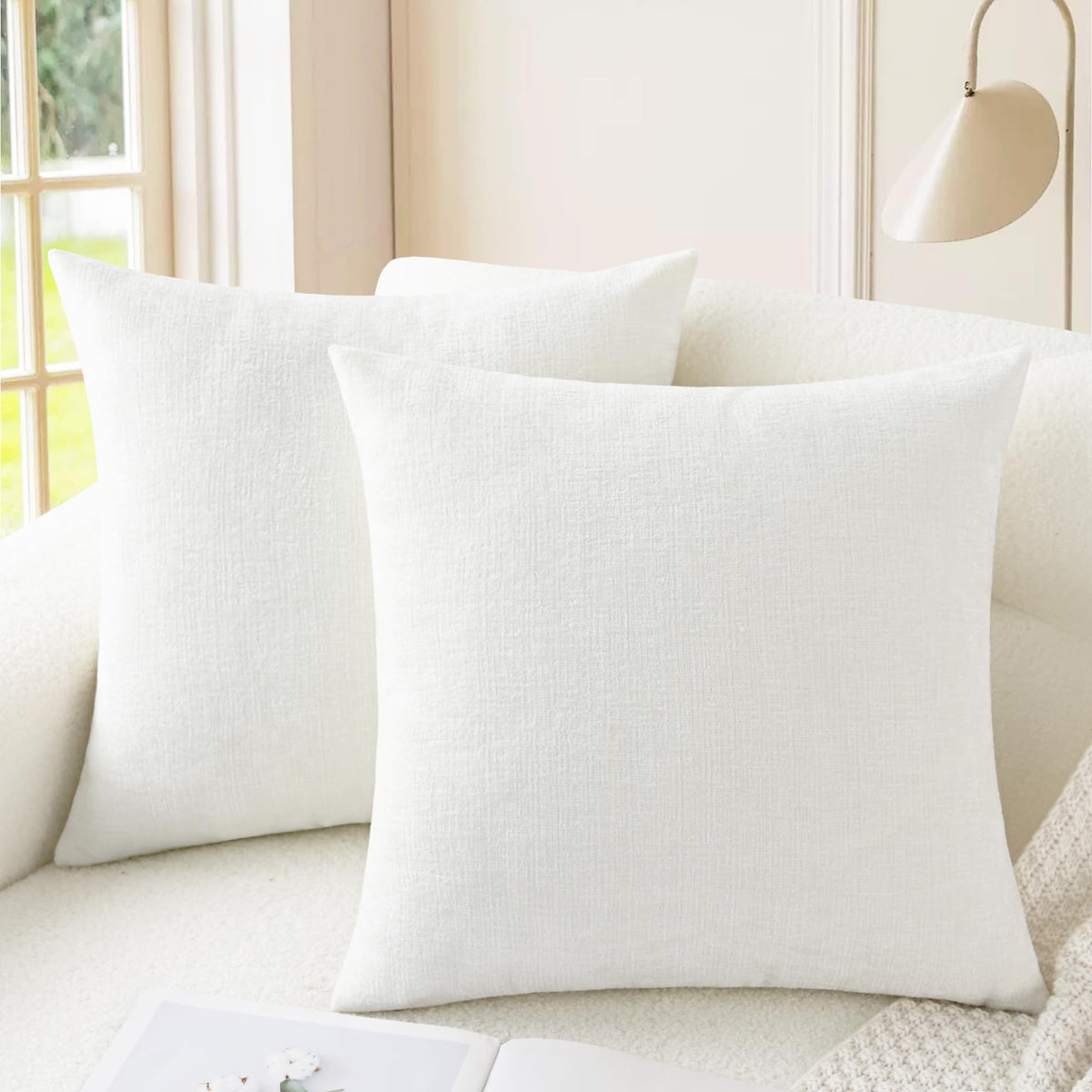 CaliTime Decorative Couch Throw Pillow Covers 18 X 18 Inches Navy Blue