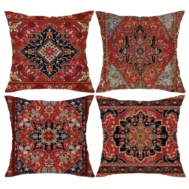Decorative Throw Pillow Covers, Modern Abstract Brown Geometric Pattern, Set of 2，18x18 Pillows Linen Pillowcase，Modern Decorative Square Pillowcases for Sofa Couch Bedroom Living Room Car