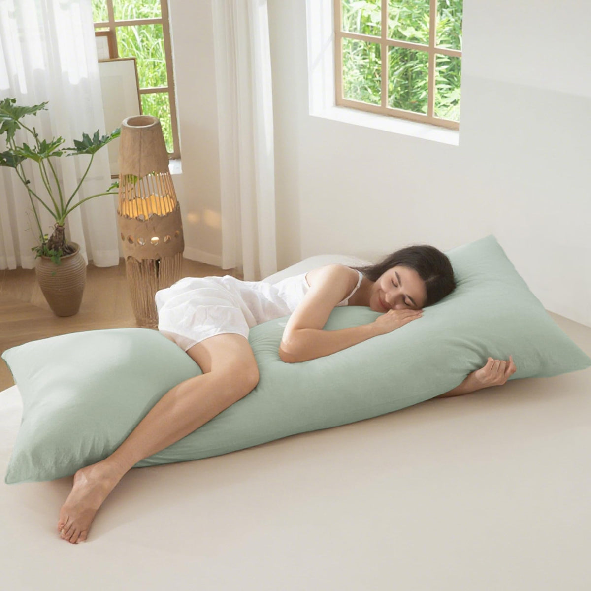 MOOMEE Pillowcase Set of 2 100% Washed Cotton Linen-Like Standard