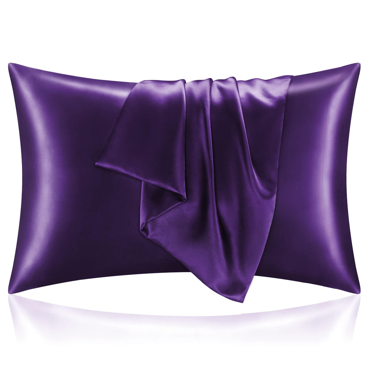 BEDELITE Zipper Satin Pillowcases, Standard Size 20"x26", Black, Set of 2