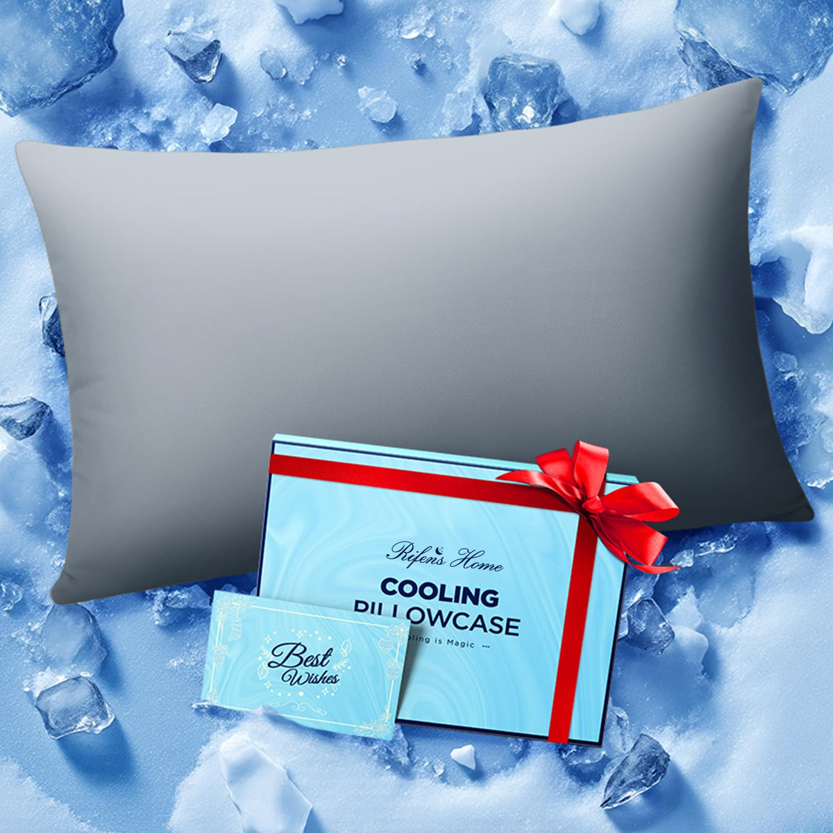 Ultra-Chill Cooling Pillowcase Set of 2 for Hot Sleepers, Softer Than Silk Pillow Cases for Protecting Hair & Skin, Breathable Bed Pillow Covers w/Zipper, Gifts for Women Men (Navy Blue, Standard)
