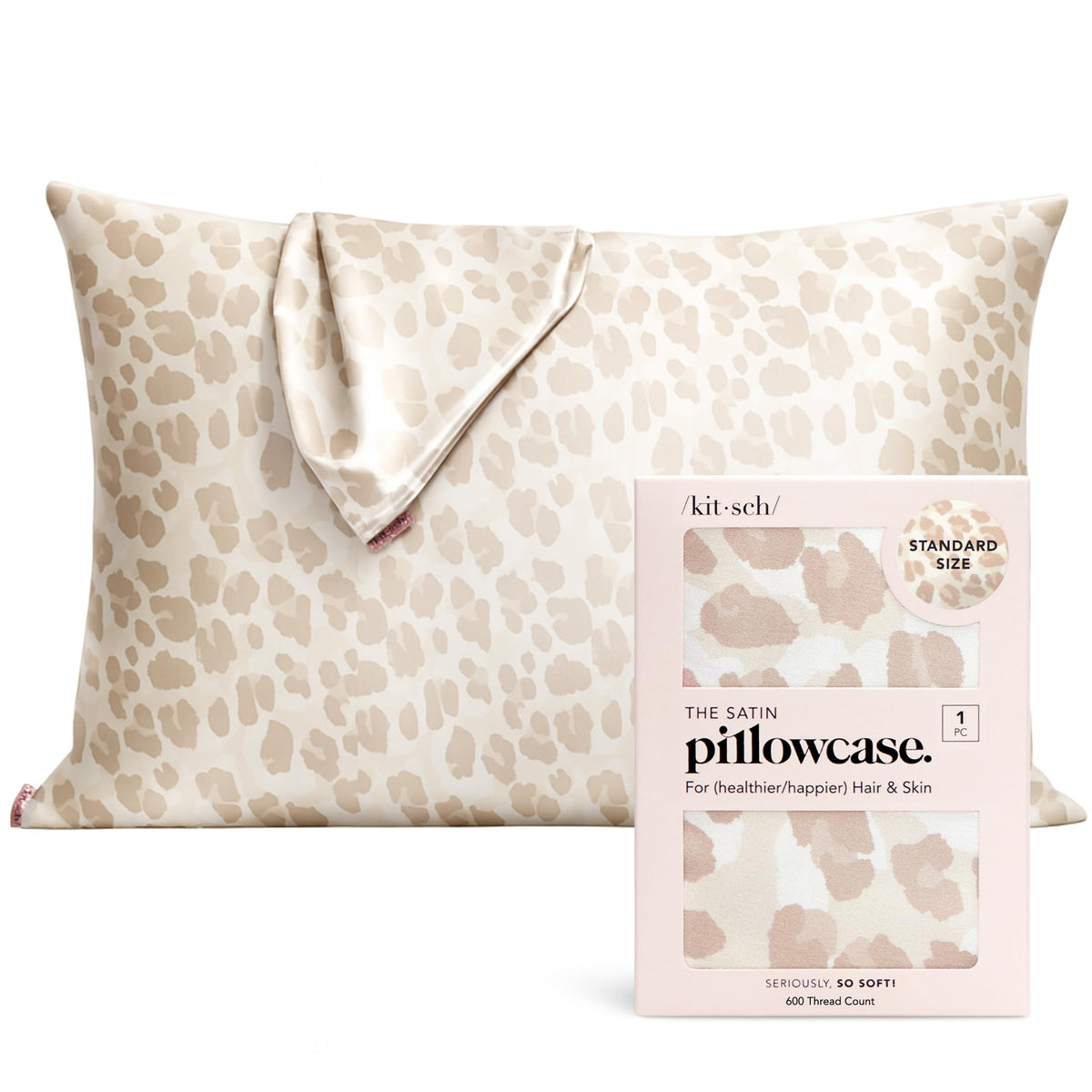 Kitsch Satin Pillowcase with Zipper - Standard Size, Ivory