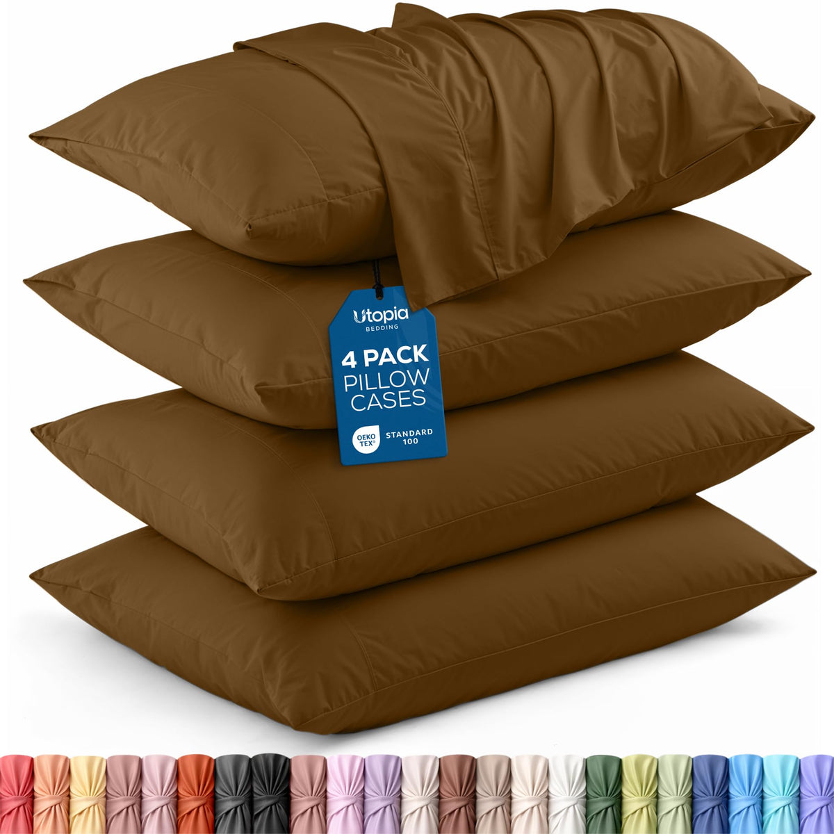Pillow Covers Standard Size Set of 4, Soft and Comfy Pillow Cases, White